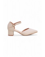 SHOEPOINT 84165 Ladies Ankle Strap Pump  Heels in Beige